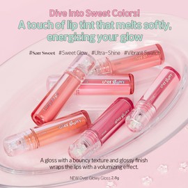 ETUDE Over Grow Gloss Cotton Candy, 0.1 oz (2.8 g), Lip Gloss, Gloss, Luster, Plushy, Lipstick, Moisturizing, Oil Film