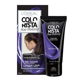 L'Oreal Paris Maquillaje temporal para cabello de 1 día para morenas, morado 50, 1 onza líquida