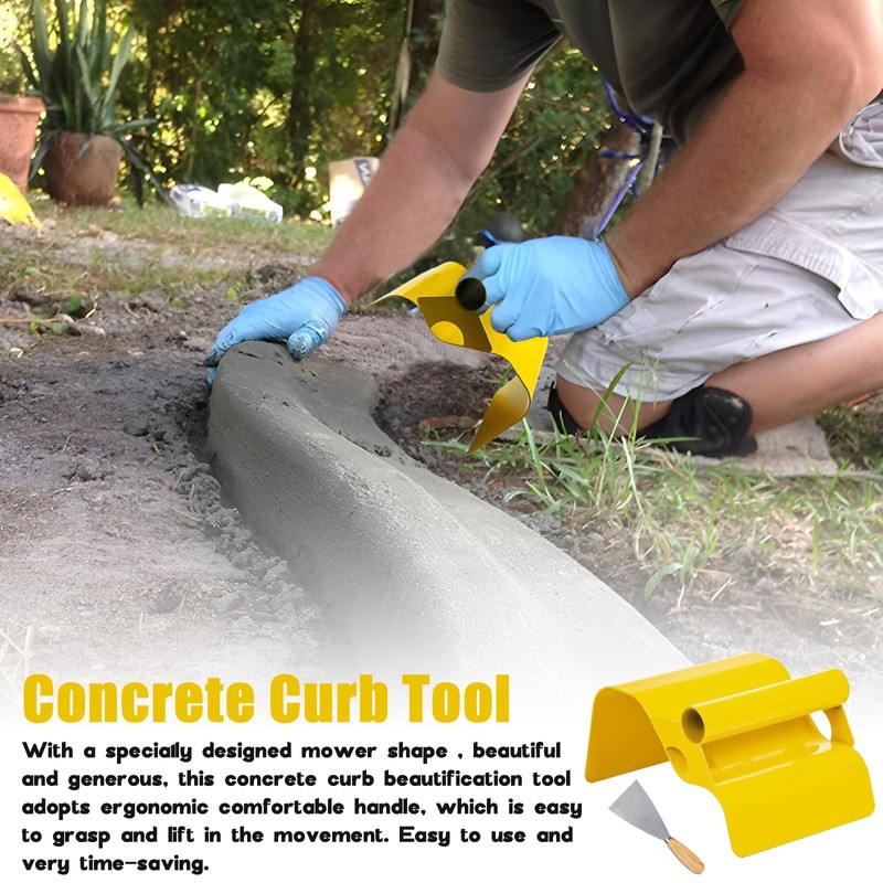 Pcmursal Concrete Curb Trowel, Curb Tool for Concrete Edging, Concrete