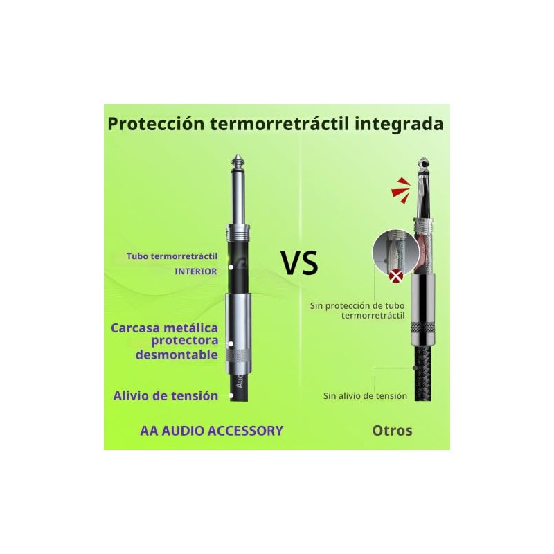 Cable de guitarra de 10 pies, paquete de 2 unidades,