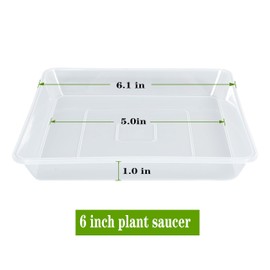 LWALRS Square Plant Saucer 6 8 10 12 14 16 18 20 Inch 5 Pack, Plastic Plant Saucers, Plant Water Dray Tray, Garden Planters for for Pots Base Indoors and Outdoors Plants（6 inch Black）