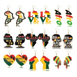 African Earrings for Black Women 9 Pairs Colorful Enamel Metal Afirco Dangle Earrings Juneteenth Inspired Earrings Jewelry Gift (9 pairs African Earrings)