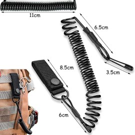 Paracord Tactical Lanyard, Spiral Cable Key Fob Elastic - Elastic Spiral Cable with Carabiner, Carabiner Hook for Keychain, Camping, Hiking, Climbing, Outdoor Fishing