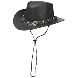 Concho Leather Hat Scippis cowboy hat Australian hat (XL/60-61 - black)