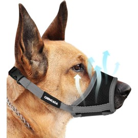 Dog Muzzle for Small Medium Large Dogs - Soft Nylon Breathable Muzzle with Air Mesh, Adjustable Loop, Anti-Dropping Design for Biting, Barking, Chewing, Labrador, German Shepherd, Chihuahua (Grey,M)
