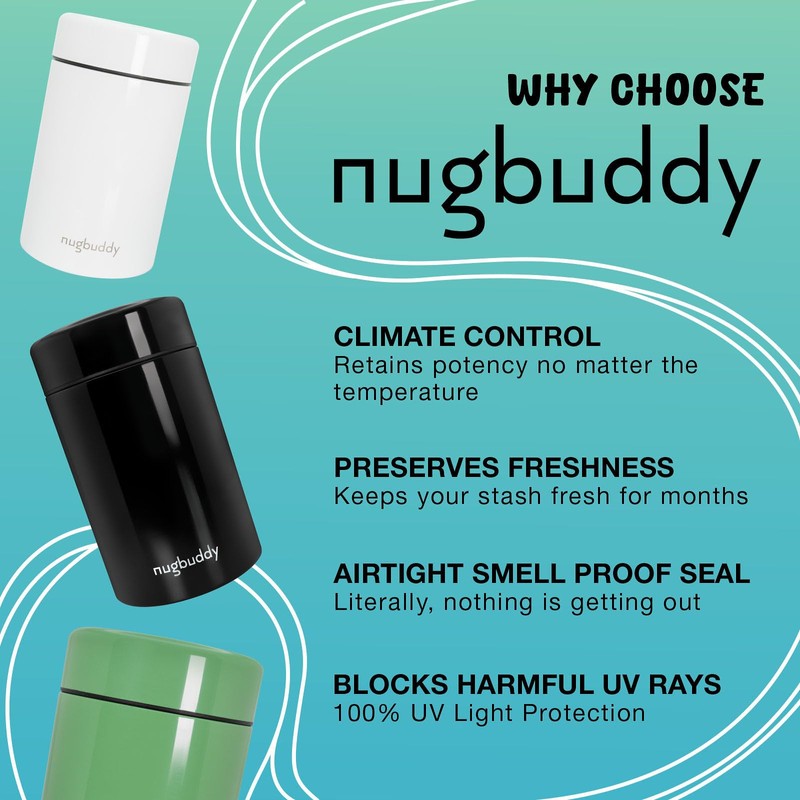 Nugbuddy Airtight Storage Container - Vacuum Sealed Insulated w Nested
