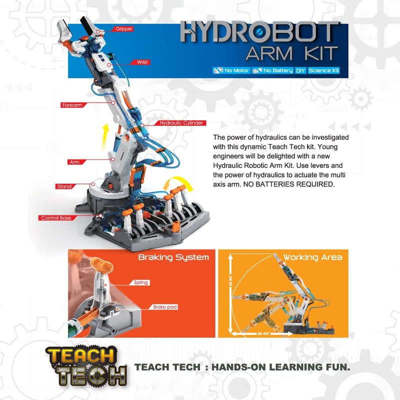 Teach Tech “Hydrobot Arm Kit”, Hydraulic Kit, STEM Building Toy