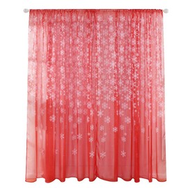 Omabeta Cortina de Ventana Elegante Patrón de Copo de Nieve Gasa de Ventana para Comedor para Sala(Red Snowflake)