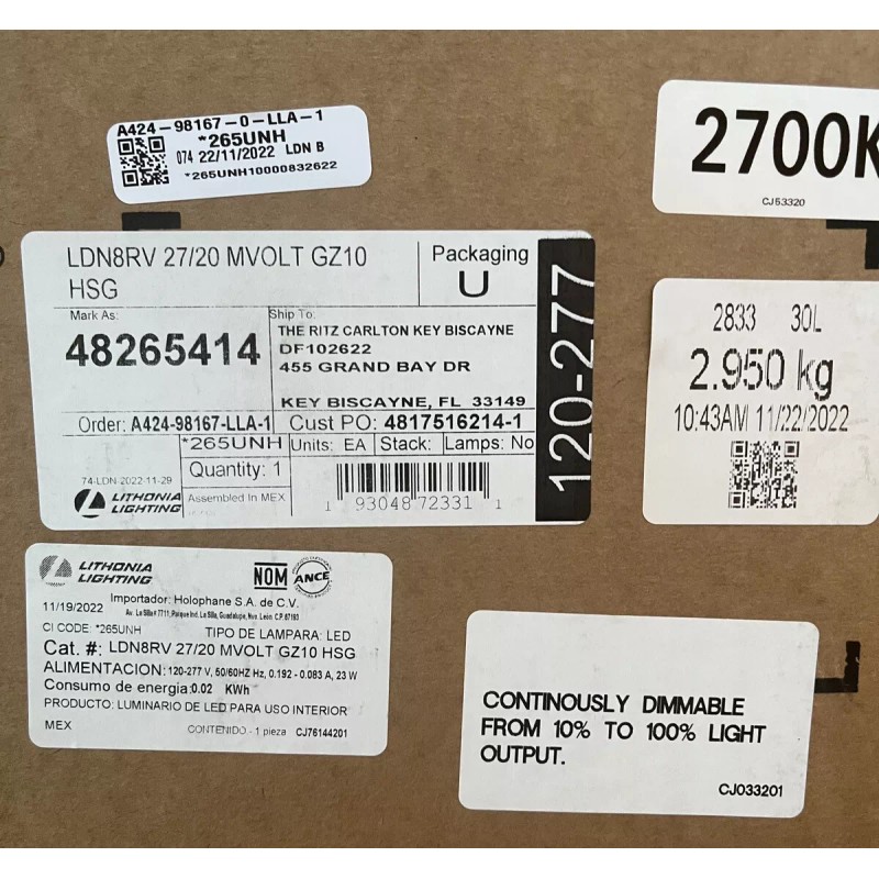 Lithonia Lighting Gotham Architectural Downlighting LDN8RV 27/20 MVOLT GZ10 HSG