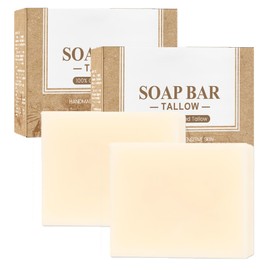 Beef Tallow Skin Care Soap,2PCS Deep Cleaning Tallow Soap Bar