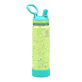 Takeya Actives Water Bottle with Straw Lid - Bottle with Double Stainless Steel Insulation - Dishwasher Safe & BPA-Free - Bottle with Straw Lid & Removable Bumper - 22 oz, Confetti Green Grass