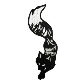 Fox Mountain Silhouette Embroidered Iron on Sew on Patch