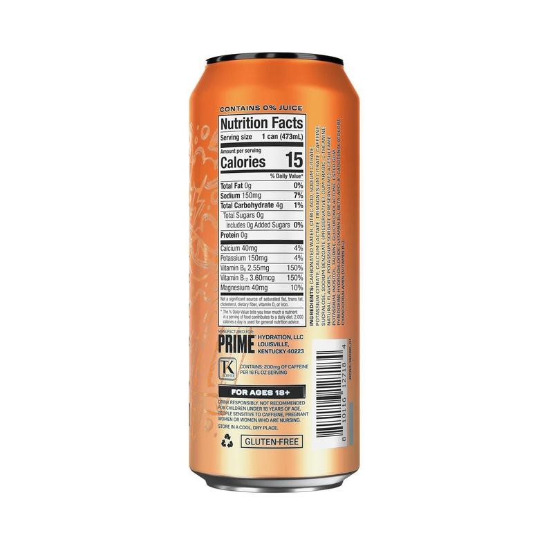 Prime Energy 16oz 12 Pack - 200mg Caffeine, 355mg Electrolytes,