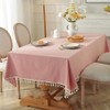 meioro Rectangular Tablecloth, Solid Colour Table Linen, Tassel Tablecloths, Cotton