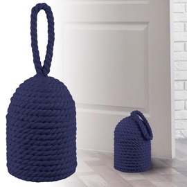 MorningRo Decorative Door Stop Rope Door Stop with Handle 4.72 ''d x 11.42''h 5.4lb Heavy Weight Stoppers for Window Wedge Bookend Home Wedge to Keep Open(Navy Blue,1 Pcs)