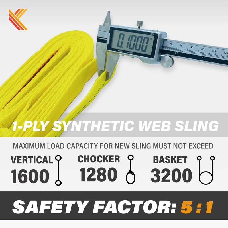 1-Ply Webbing Sling 1”x 12ft Lifting Straps 2Pack Heavy Duty