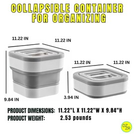 DAZZLEREE Collapsible Rice Container Storage 20 lbs - Pet Food Storage Grain Storage Portable - Space-Saving Organization Bucket Kitchen Cereal Flour Sugar Rice Dry Holder