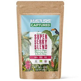 Organic Super Berry Blend - Freeze Dried Powder - Blueberry, Blackcurrant, Acerola Cherry, Maqui & Acai - Superfood Mix - Antioxidant Rich (125g Powder Pouch)