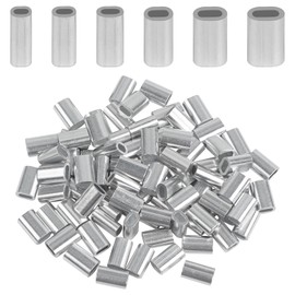JSHANMEI Fishing Line Crimp Sleeves 100pcs Aluminum Single Barrel Crimp Sleeves Oval Crimping Loop Sleeve Fishing Leaders Rigging Tackle Wire Rope Cable Line Tube Connectors Inside Dia. 1.6mm