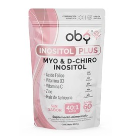 Oby Inositol Pure 401  Myo y D-Chiro Inositol, Acido folico, Zinc, Prebióticos  Vitaminas para Mujer  Suplemento en Polvo 300 gr Mezcla Ideal 401 y 7 