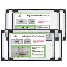 FLYZZZ Adjustable Window Screen (10" H x 19" - 36" W)) 2-Pack Small White Adjustable Screens for Windows with Sturdy Aluminum Mesh– Horizontal Use Only