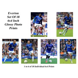 Set of 18 Individual Everton 2024/5 Football Players Signed 6X4 Inch Photo Prints With Pre Printed Signatures That Would Make A Great Gift For Any Fan.