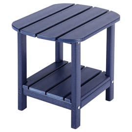 LZRS Double Adirondack Side Table, Outdoor Side Tables, End Tables for Patio, Backyard,Pool, Indoor Companion, Easy Maintenance & Weather Resistant (Navy Blue)
