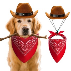 LaVenty Pet Cowboy Hat Dog Western Cowboy Costume Bandana Scarf for Pet Theme Birthday Party Clothing Accessories Dog Gift