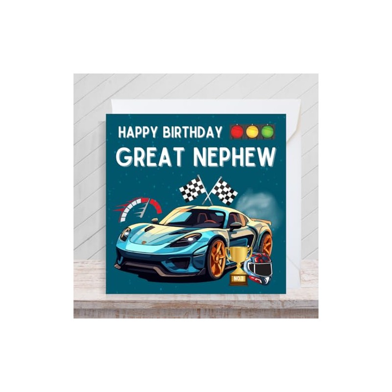 Second Ave Racing Car Great Nephew Square Children's Kids Birthday