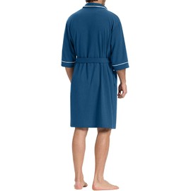 SIORO Men’s Waffle Knit Robe with Shawl Collar, Short Lightweight Bathrobe with Pockets, Perfect for Spa, Summer & Shower