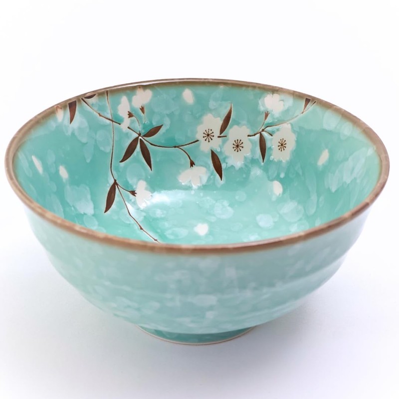 Japanese Ramen Bowl – [Light Blue Cherry Blossoms], 6.6-inch Ceramic