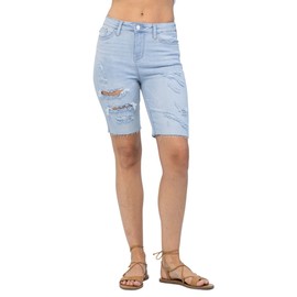 Judy Blue Bermudas de talle alto para mujer, Azul/claro, 1 X
