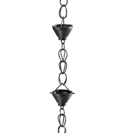 Monarch Aluminum Siam Rain Chain, 8-1/2 Feet Length (Flat Black Powder Coated)