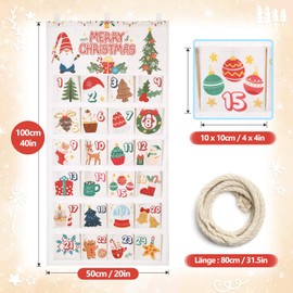 Naler 24 Advent Calendar for Filling with 24 Pockets, Advent Calendar Self-Filling for Hanging Self-Filling Decorative Christmas Calendar