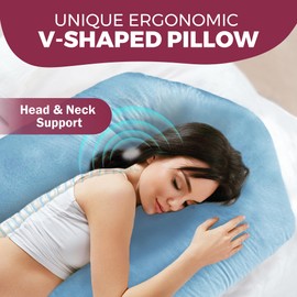 Pregnancy Pillows for Sleeping - V Shaped Full Body Pillow Support, 57inch Cooling Maternity Pillow for Pregnant Women, Support for Belly, Back, Legs. Pregnancy Gifts & Pregnancy Must Haves for Adult