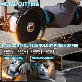 20V Cordless Angle Grinder, 4" and 4-1/2" Electric Angle Grinder Kit, 8500RPM Power Grinder Brushless Motor for Cutting/Sharpening/Removing Rust -JOVANT (2 Batteries)