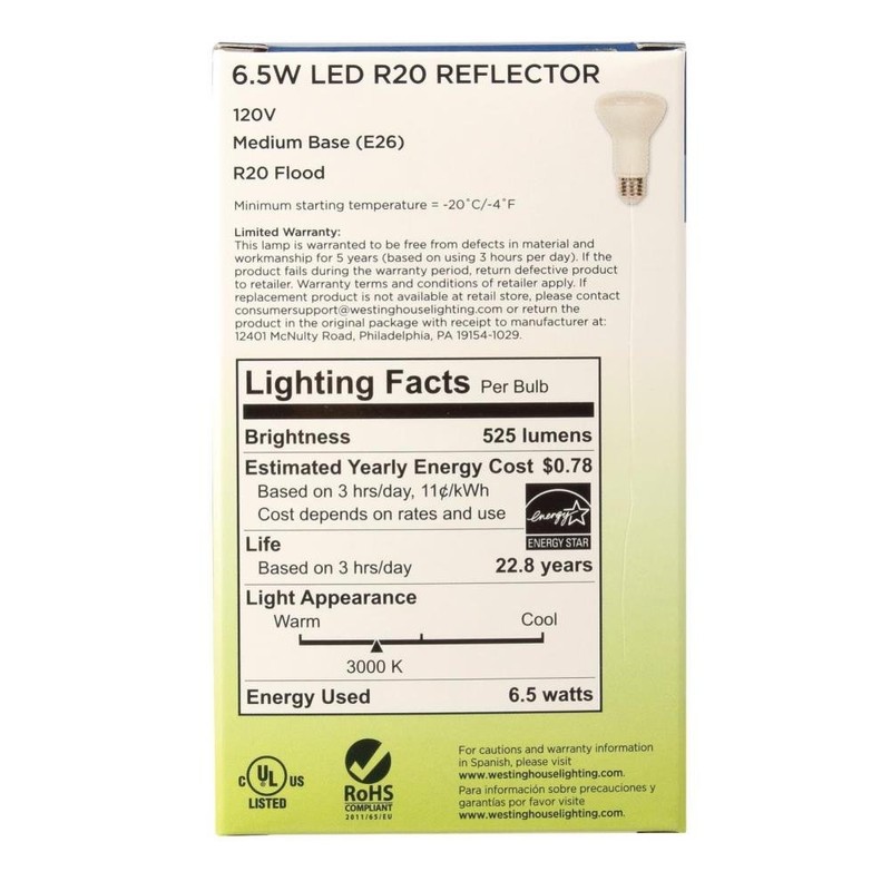 Westinghouse Lighting 53161000 50-Watt Equivalent R20 Flood Dimmable Bright White