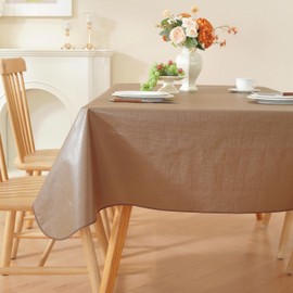 Wondwrla Rectangle Tablecloth,Vinyl Tablecloths with Flannel Backing,Waterproof Oil-Proof,Plastic Table Cloth for Dining,Picnic,Camping,Indoor and Outdoor.(Dark Coffee, 60″ x 120″)