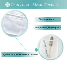 Mrs Awesome Fabric Stall Shower Curtain or Liner with 6 Mesh Pocket - 36 x 72 inch, Water Repellent, Odorless, Washable and Rust Proof Grommets