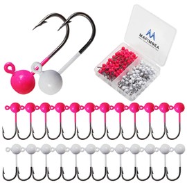 Generic 100PCS Crappie Jigs Fishing Kits Jig Heads Fly Tying Jigs Kit Small Fishing Hooks Mixed Colors Fishing Lures, PINK+WHITE 0.8G