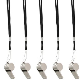 Silbato de Acero Inoxidable (Paquete de 5) Silbato de Sonido Fuerte Ideal para Entrenadores Fuerte y Duradero para Árbitros, Entrenadores, Salvavidas, Deportes de Equipo