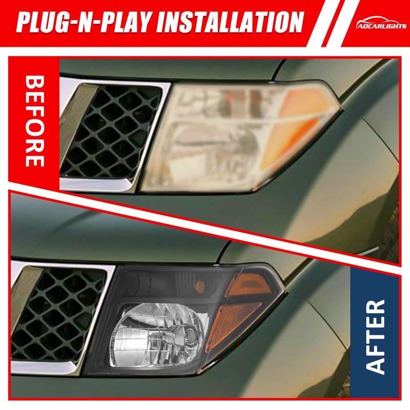for 2005-2008 Nissan Frontier Headlight Assembly/2005-2007 Pathfinder Black Headlight Driver
