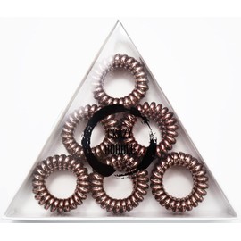 12 Pcs Crazy Bobble® Premium Spiral Hair Ties, Telephone Wire, Ponytail Holders, Coil Hair Bands (Metallic Brown)