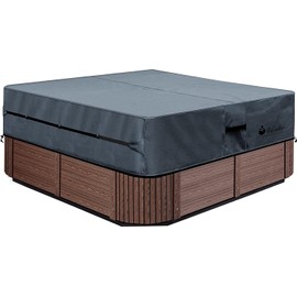 UCEDER Waterproof Hot Tub Cover -Outdoor Spa Cover Cap(Actual Size 97''x97''x20'' Fit 95''x 95'') 600D Heavy Duty Polyester Hot Tub Cover Protector(Dark Gray)