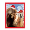 The Best Card Company - Jumbo Funny Christmas Greeting Card (8.5 x 11 Inch) - Fun Animal Card for Kids, Big Group Card - Animal Selfies Horses J2373BXSG