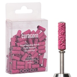Curacoro 100 Pcs Mini Sanding Bands for Nail Drill – Fit 3/32" Mandrel, Grit 80/120/180/240, Disposable Nail Sanding Bands for Natural Nails, Acrylics, and Gels