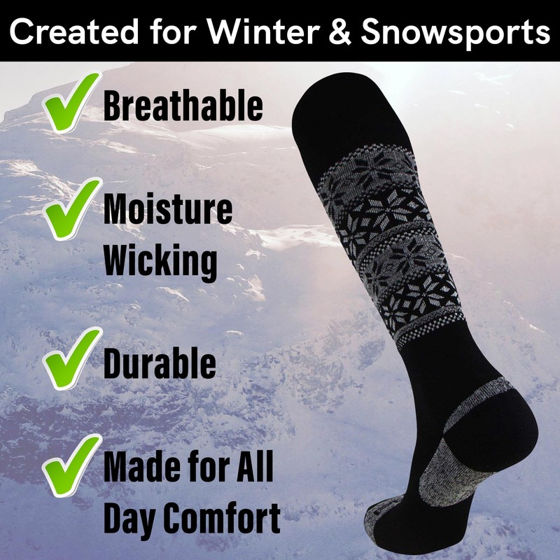 Pure Athlete Kids Alpaca Ski Socks – Warm Wool Ski