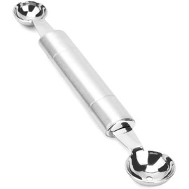 Silver Double Ended Headed Fruit Icecream Ball Spoon Melon Baller Parisienne Scoop Smooth Round Melon Balls Melon Scoop for Watermelon/Ice 30mm Melon Ballers