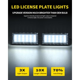 Asgohme LED License Plate Lights White Tag Lamp Assembly Compatible with Lexus 1998-2007 LX470, 2008-2012 LX570, 2002-2009 GX470 amd Toyota 2008-2014 J200 Land Cruiser, 2004-2009 Mark X, Pack of 2