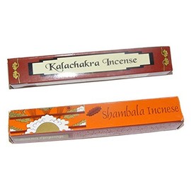 Tibetan Kalachakra Incense and Shambala Incense - Fair Trade Genuine Hand Rolled Tibetan Incense Sticks (Dhoop) Twin Pack - Each pack contains approx 20 sticks, each stick is approx 15 cm long